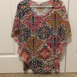 Notations chiffon overlay blouse, size large